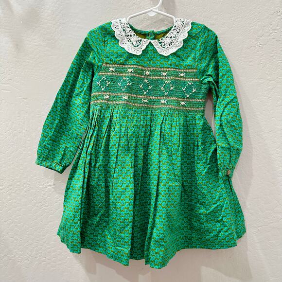 Next Green Geo Printed Shirred Collar Dress - Picture 1 of 10